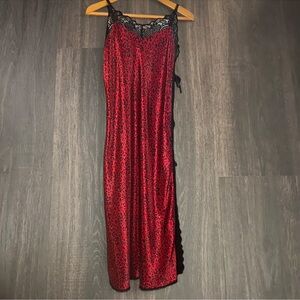 Vintage Inner Most Red Leopard Print Lace Trim Nightgown – Size M